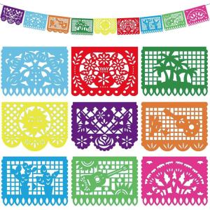 OHOME Cinco De Mayo Decorations – Papel Picado Banner Streams | Mexican Theme Birthday Backdrop Flag Para Fiesta Party Decorations for Taco Accessories Decor Party Favors Supplies(Multicolor)