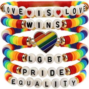 OHOME Cinco De Mayo Shirts for Women – 6 Pack Mexican Bracelets for Men | Fiesta Party Decorations Favors Supplies for Taco | Cinco De Mayo Outfit Dresses Accessories(Pride day)