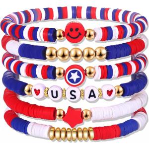 OHOME Cinco De Mayo Shirts for Women – 6 Pack Mexican Bracelets for Men | Fiesta Party Decorations Favors Supplies for Taco | Cinco De Mayo Outfit Dresses Accessories(4th of july)