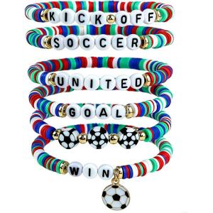 OHOME Cinco De Mayo Shirts for Women – 6 Pack Mexican Bracelets for Men | Fiesta Party Decorations Favors Supplies for Taco | Cinco De Mayo Outfit Dresses Accessories(Soccer)