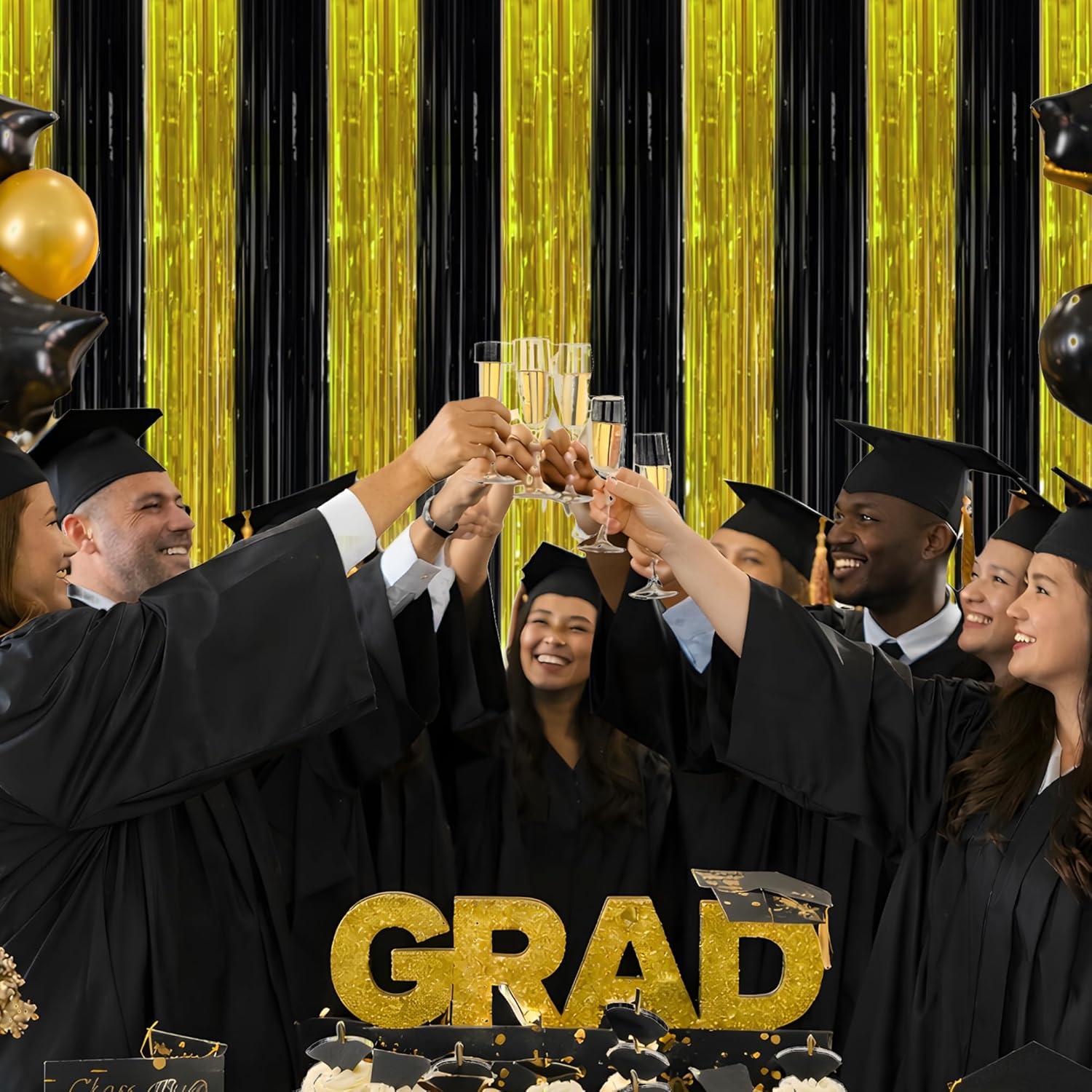image:imageGraduation Decorations 2026 Black Gold Streamers Backdrop Banner Graduation Party Decorations Indoor Outdoor Outside Class of 2026 Graduation Party Photo Booth Favors Supplies for Home Wall DoorBlack Gold