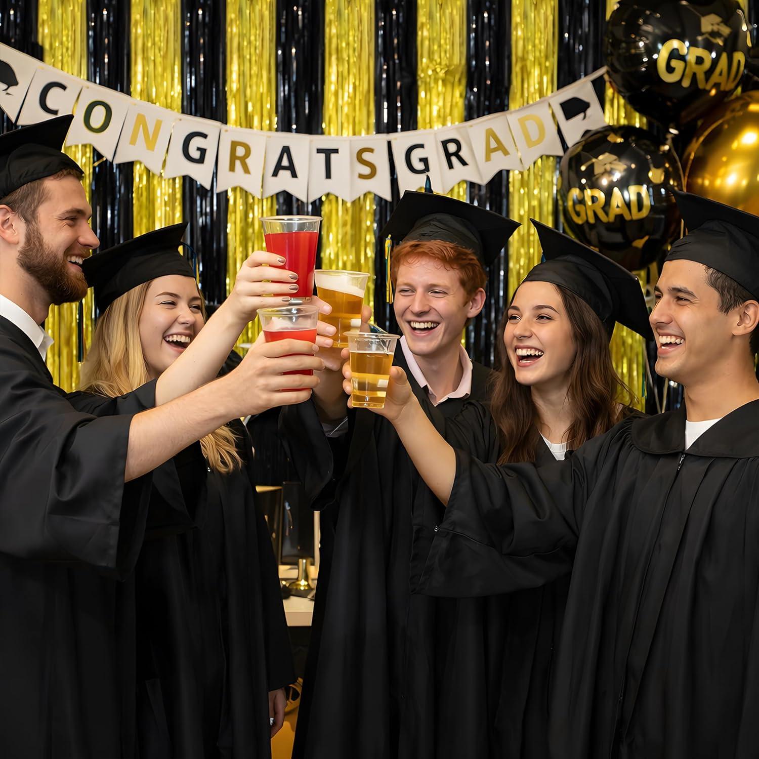 image:imageGraduation Decorations 2026 Black Gold Streamers Backdrop Banner Graduation Party Decorations Indoor Outdoor Outside Class of 2026 Graduation Party Photo Booth Favors Supplies for Home Wall DoorBlack Gold