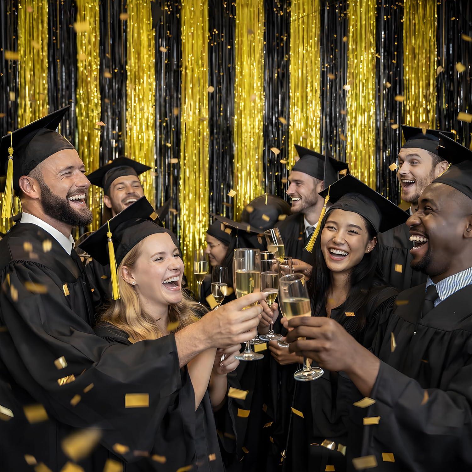 image:imageGraduation Decorations 2026 Black Gold Streamers Backdrop Banner Graduation Party Decorations Indoor Outdoor Outside Class of 2026 Graduation Party Photo Booth Favors Supplies for Home Wall DoorBlack Gold