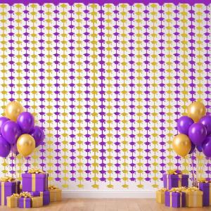 Graduation Decoration 2026 – Red Black Graduation Cap Tinsel Streamers Backdrop Banner | Grad Photo Booth Props Party Favors Supplies Indoor Outdoor – Graduation Party Decorations,2 Pack(Purple Gold)