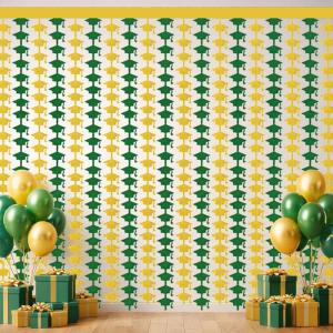 Graduation Decoration 2026 – Red Black Graduation Cap Tinsel Streamers Backdrop Banner | Grad Photo Booth Props Party Favors Supplies Indoor Outdoor – Graduation Party Decorations,2 Pack(Green Gold)