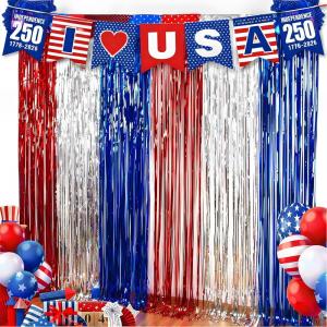 Graduation Decorations 2026 – Black Gold Streamers Backdrop Banner | Graduation Party Decorations Indoor Outdoor Outside – Class of 2026 Graduation Party Photo Booth Favors Supplies for Home Wall Door(Red white and blue)