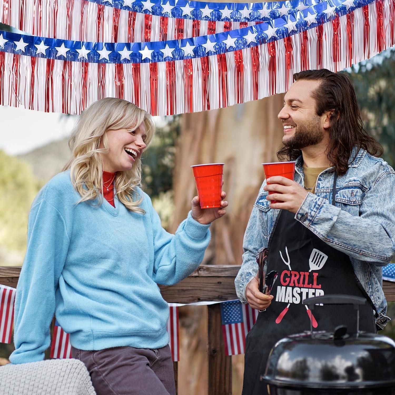 image:image4th of July Decorations 2 Pack Red White and Blue Streamer for 250th Anniversary Fourth of July Accessories Party Favors for Outdoor Outside Home Memorial Day Patriotic Flag Banner Decor10 FTRed White Blue