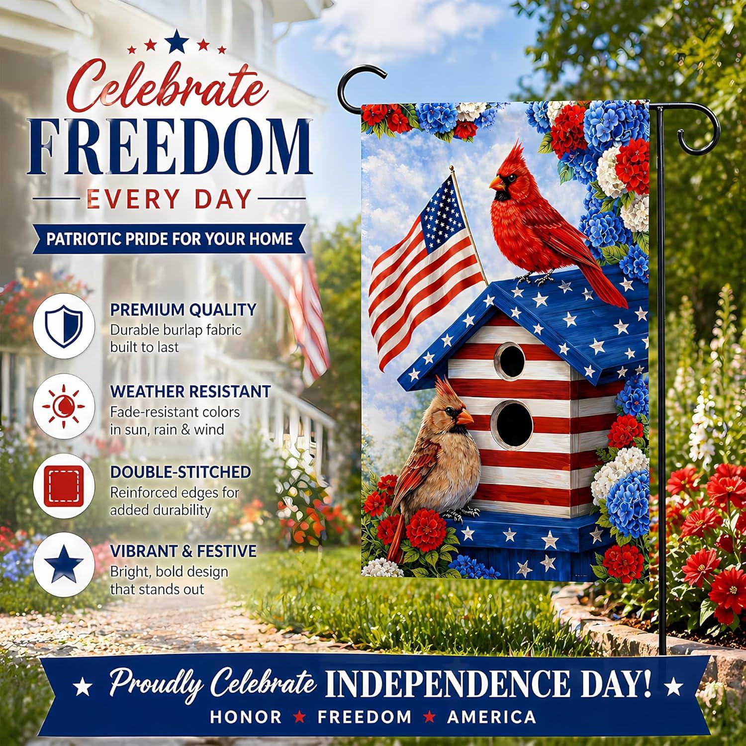 image:image4th of July Decorations 250th Anniversary Garden Flag 250 Years of Freedom Patriotic Banner Fourth of July Accessories for Garden Yard Porch Patio Lawn Outdoor Outside DecorRedWhiteBlue
