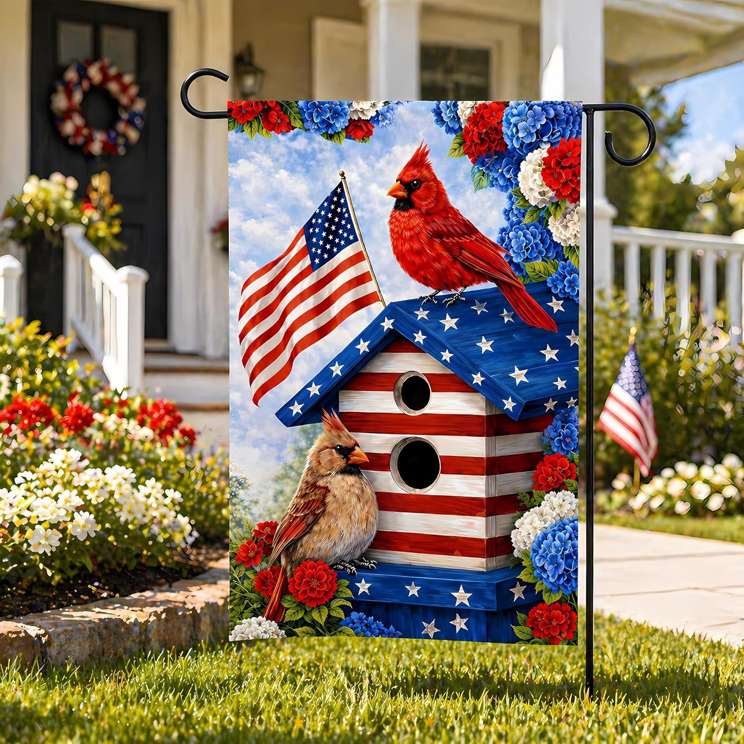 image:image4th of July Decorations 250th Anniversary Garden Flag 250 Years of Freedom Patriotic Banner Fourth of July Accessories for Garden Yard Porch Patio Lawn Outdoor Outside DecorRedWhiteBlue