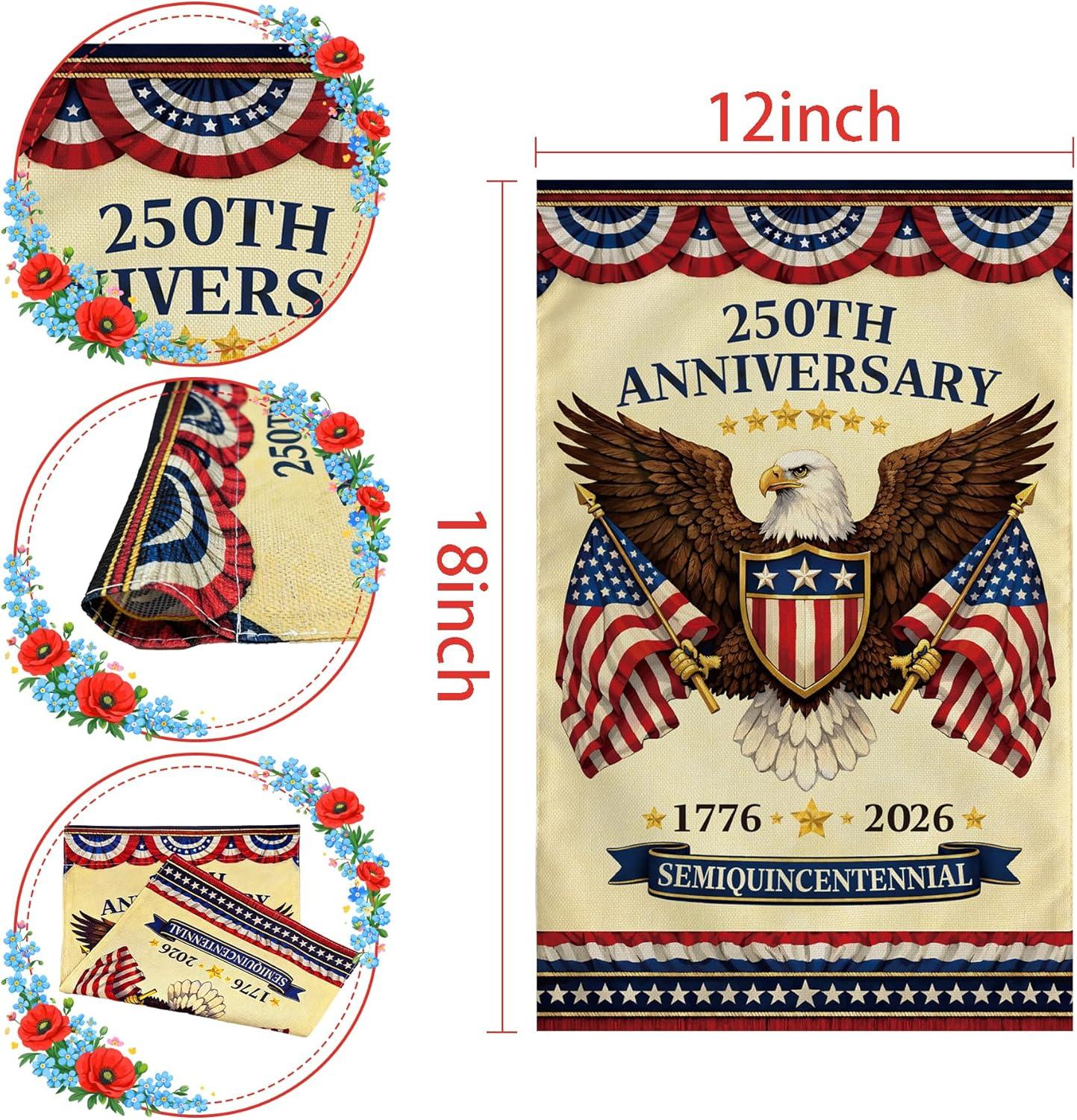 image:image4th of July Decorations 250th Anniversary Garden Flag Fourth of July Decor Patriotic USA Banner17762026 Independence Day Decorations Accessories for Garden Yard Porch Patio Lawn Outdoor OutsideRed and Blue