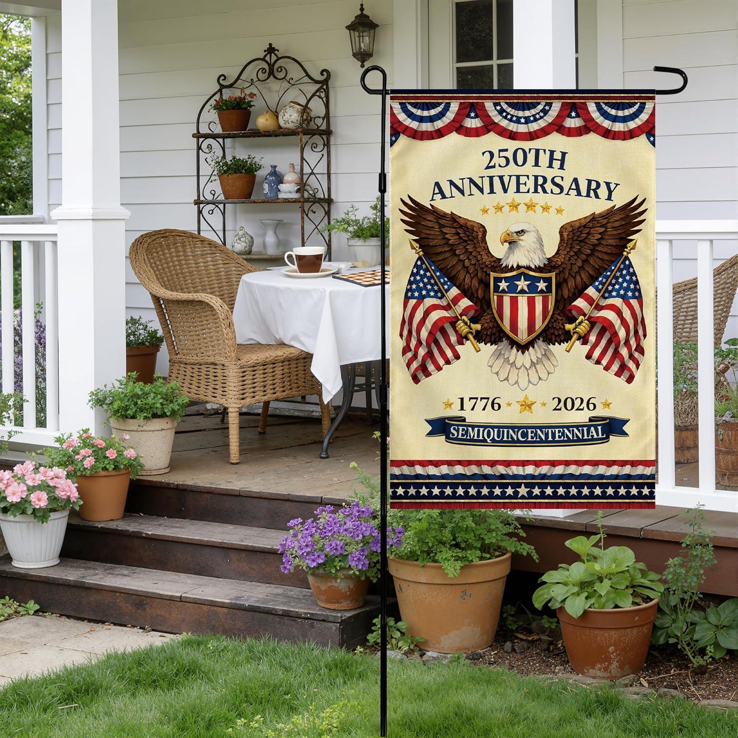 image:image4th of July Decorations 250th Anniversary Garden Flag Fourth of July Decor Patriotic USA Banner17762026 Independence Day Decorations Accessories for Garden Yard Porch Patio Lawn Outdoor OutsideRed and Blue