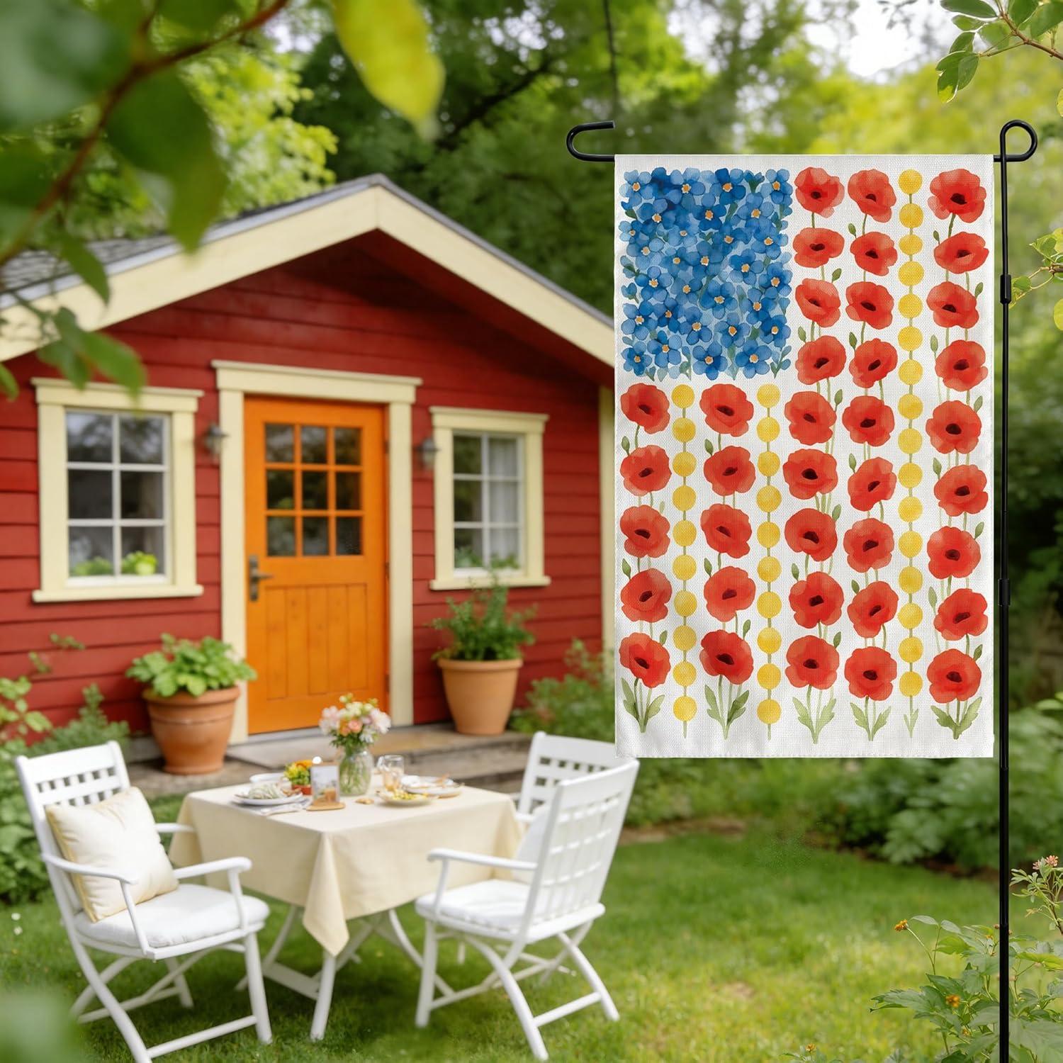image:image4th of July Decorations 250th Anniversary Garden Flag Fourth of July Decor Patriotic USA Banner17762026 Independence Day Decorations Accessories for Garden Yard Porch Patio Lawn Outdoor OutsideRed Yellow Blue