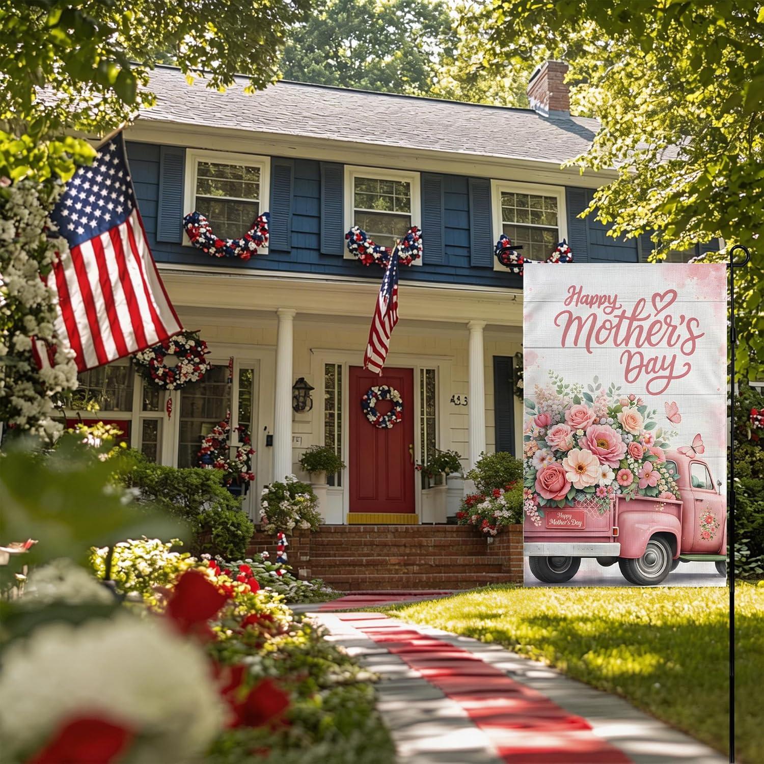 image:image4th of July Decorations 250th Anniversary Garden Flag Fourth of July Decor Patriotic USA Banner17762026 Independence Day Decorations Accessories for Garden Yard Porch Patio Lawn Outdoor OutsidePink Red
