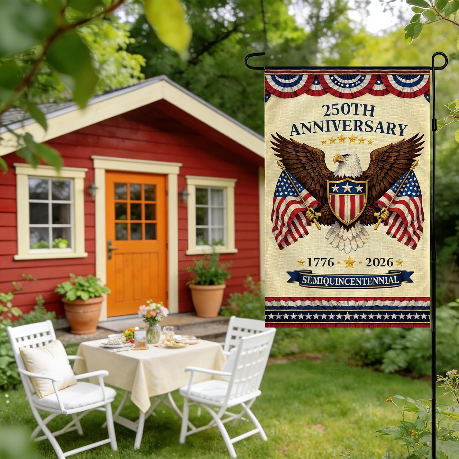 image:image4th of July Decorations 250th Anniversary Garden Flag Fourth of July Decor Patriotic USA Banner17762026 Independence Day Decorations Accessories for Garden Yard Porch Patio Lawn Outdoor OutsideRed and Blue
