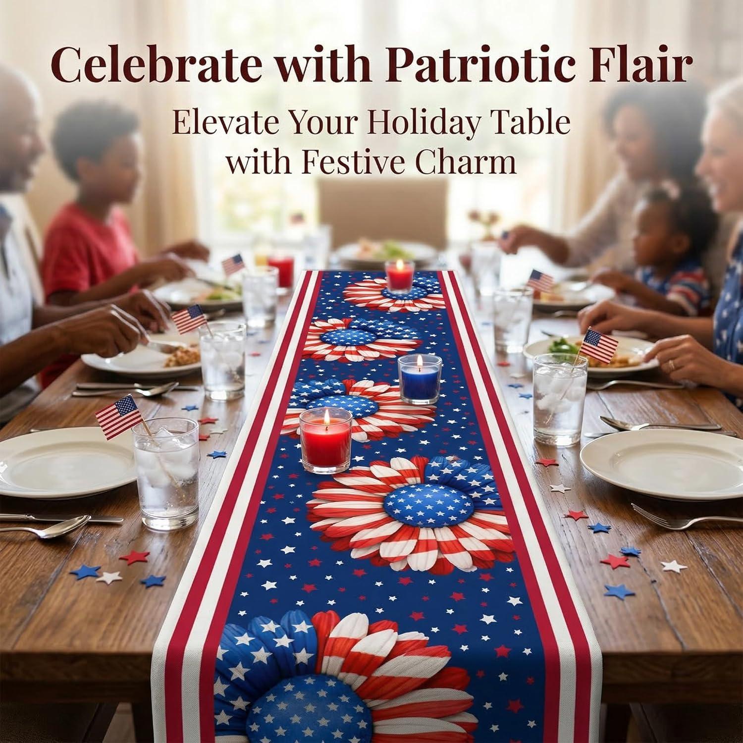 image:image4th of July Decorations 250th Anniversary Patriotic Table Runner for Memorial Day 17762026 Fourth of July Accessories Table Decor Party Supplies for Home Indoor Outdoor4th of july