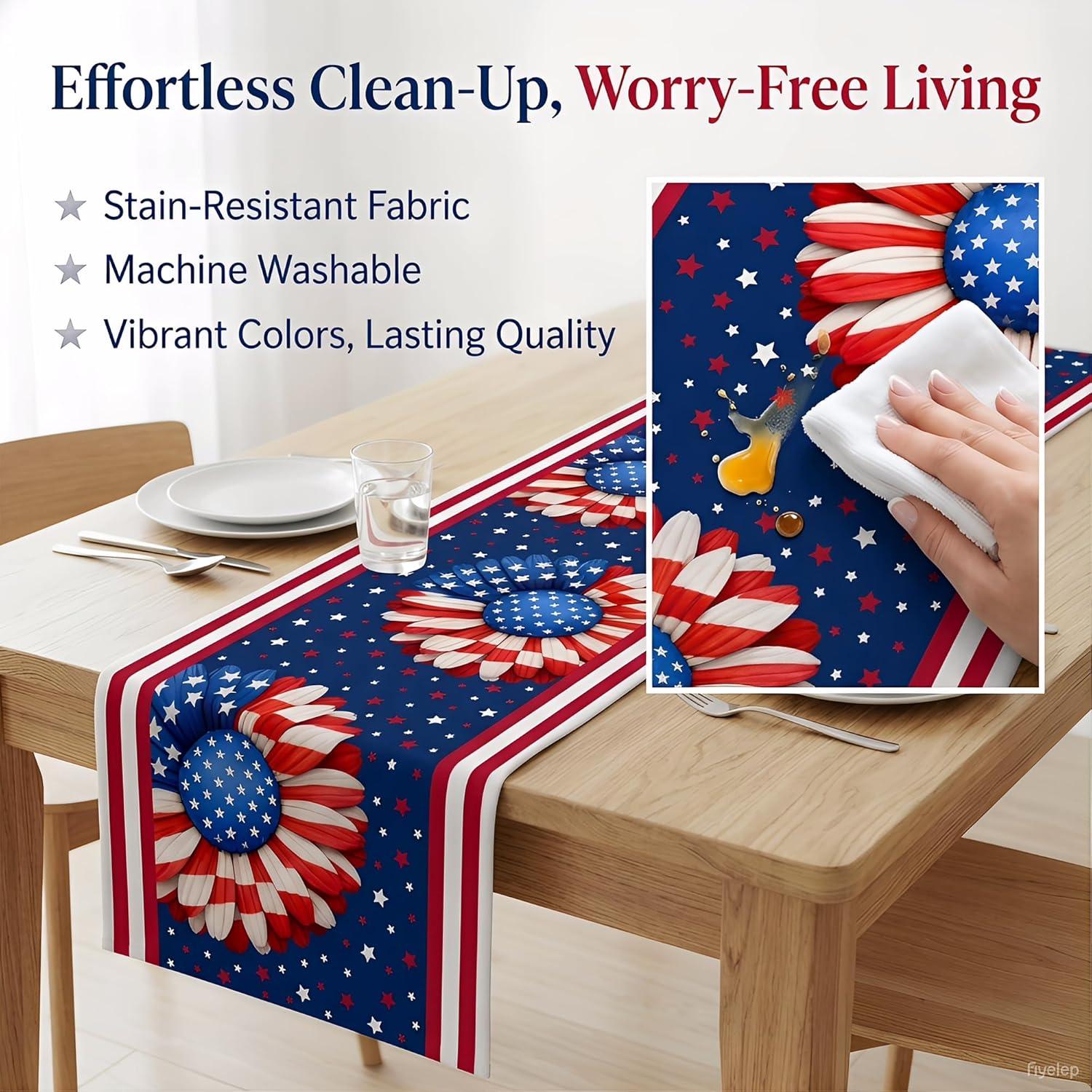 image:image4th of July Decorations 250th Anniversary Patriotic Table Runner for Memorial Day 17762026 Fourth of July Accessories Table Decor Party Supplies for Home Indoor Outdoor4th of july