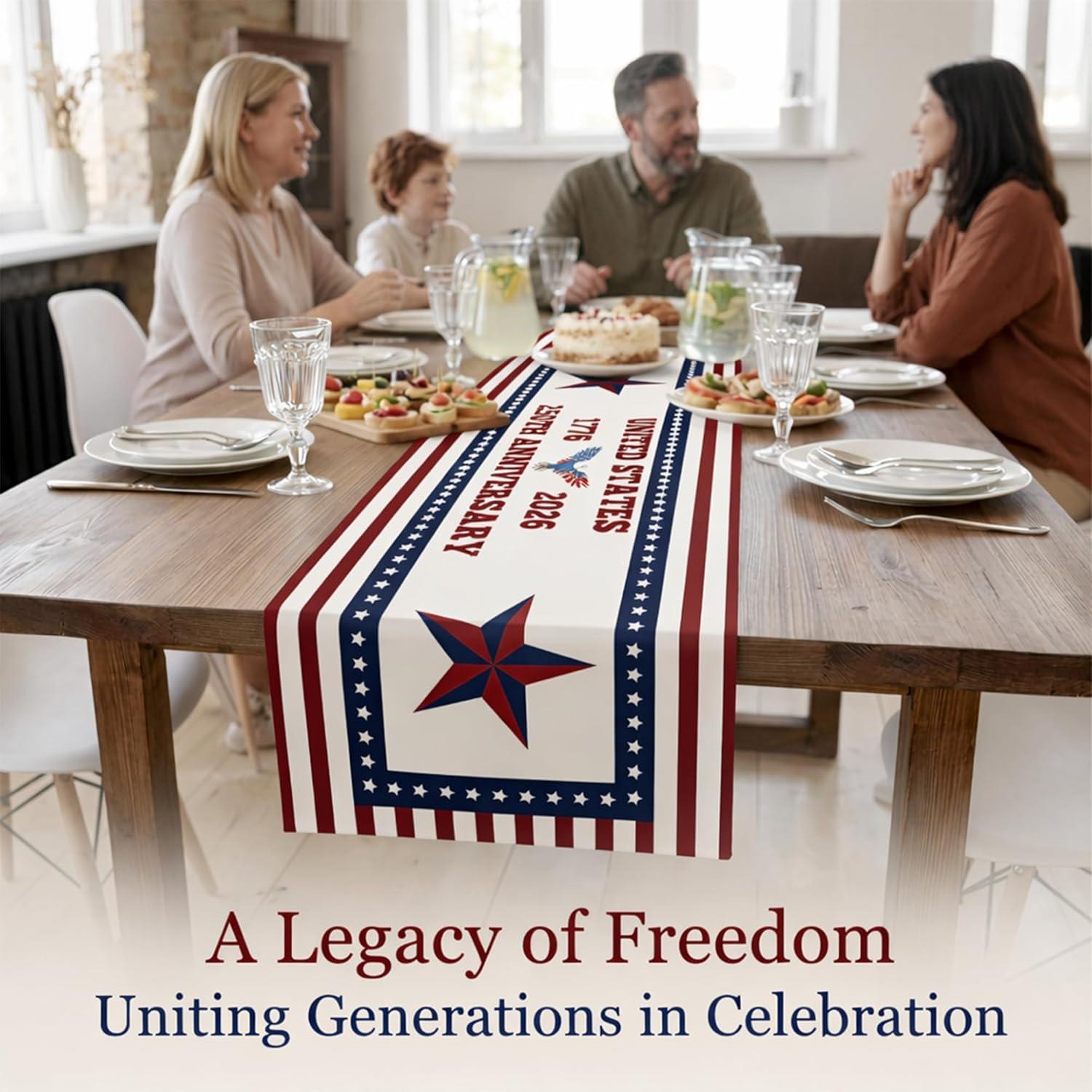 image:image4th of July Decorations 250th Anniversary USA Patriotic Table Runner 17762026 Independence Day Fourth of July Accessories Decor for Home Indoor Outdoor Party Supplies4th of july