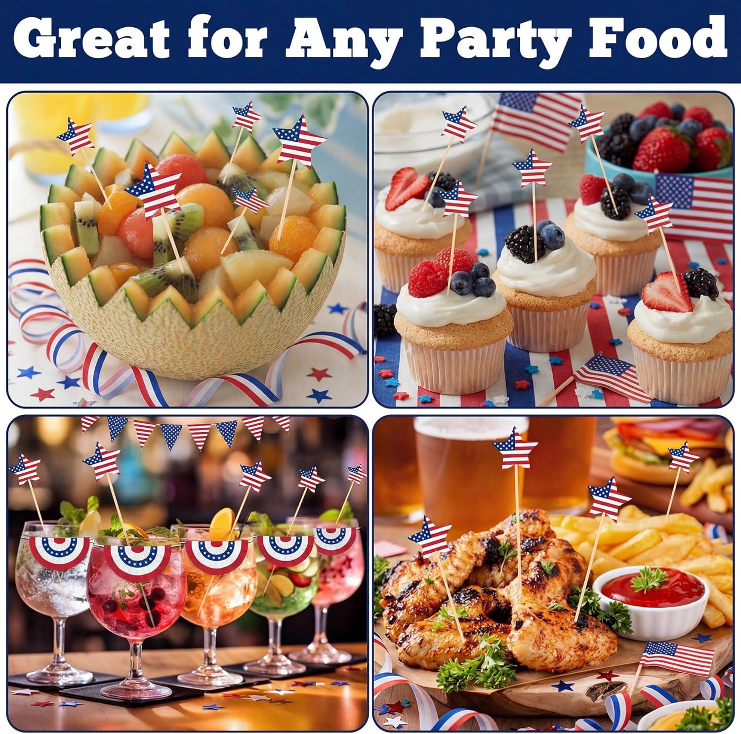 image:image4th of July Decorations 48PCS Patriotic Star Cocktail Picks Fourth of July Party Favors Supplies Decor Accessories Toothpicks for Appetizers Charcuterie Sandwich Cocktail Skewers Sticks4th of july