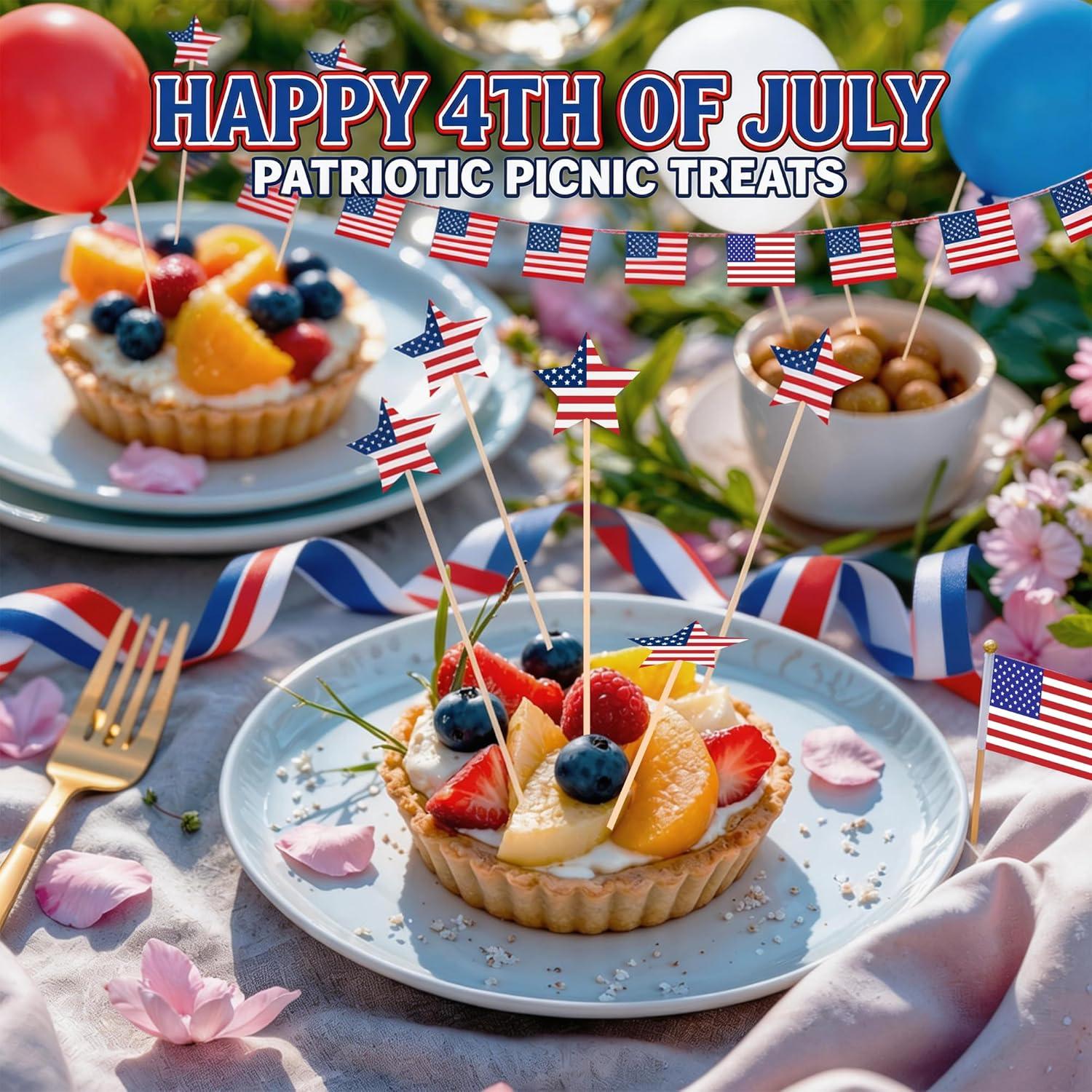 image:image4th of July Decorations 48PCS Patriotic Star Cocktail Picks Fourth of July Party Favors Supplies Decor Accessories Toothpicks for Appetizers Charcuterie Sandwich Cocktail Skewers Sticks4th of july