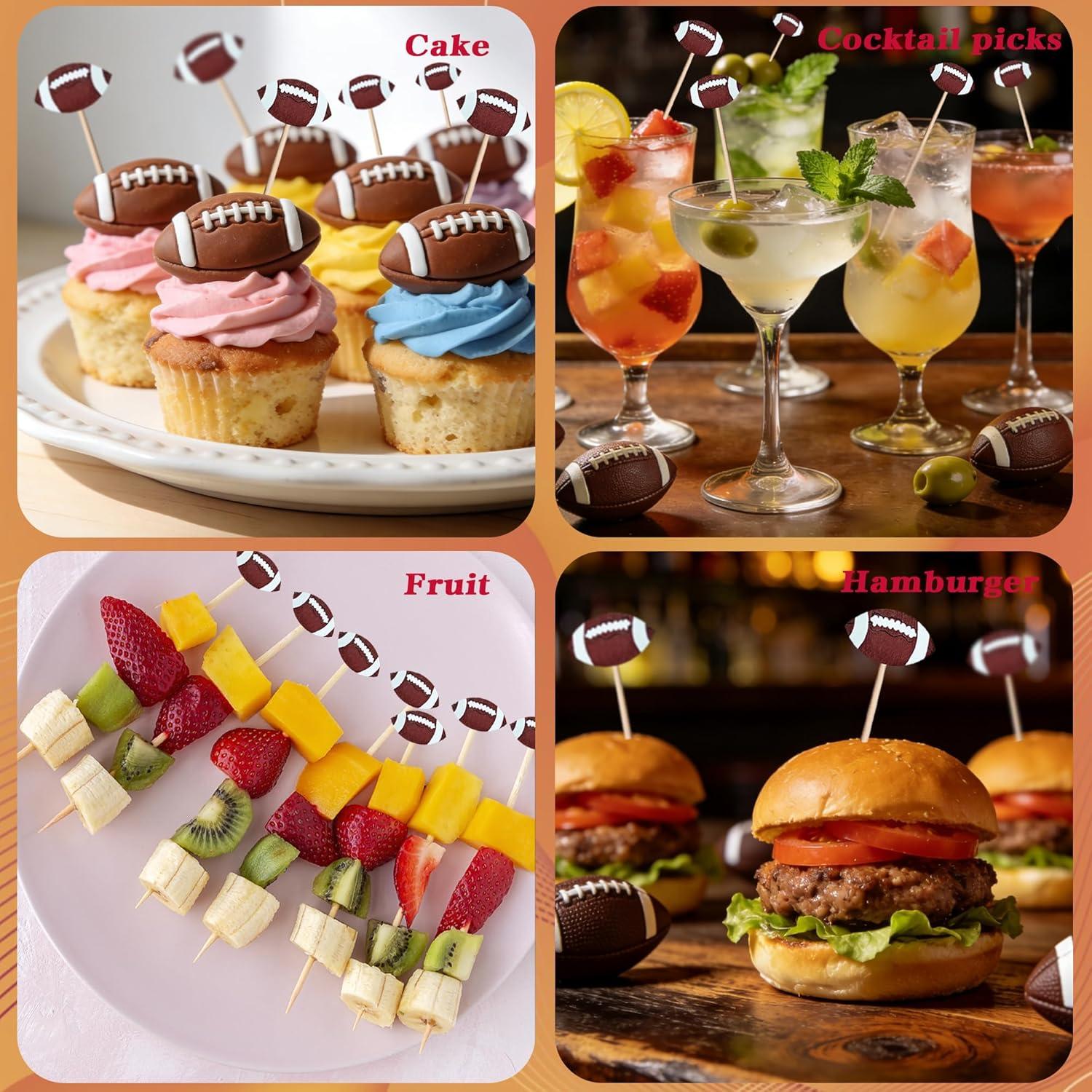 image:image4th of July Decorations 48PCS Patriotic Star Cocktail Picks Fourth of July Party Favors Supplies Decor Accessories Toothpicks for Appetizers Charcuterie Sandwich Cocktail Skewers SticksFootball