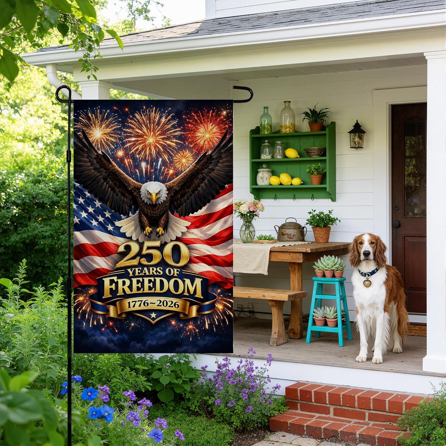 image:image4th of July Decorations Patriotic Stars Welcome Garden Flag Double Sided Fourth of July Accessories Patriotic Banner Memorial Day Decorations for Garden Yard Porch Patio Lawn Outdoor Outside DecorRed White Blue