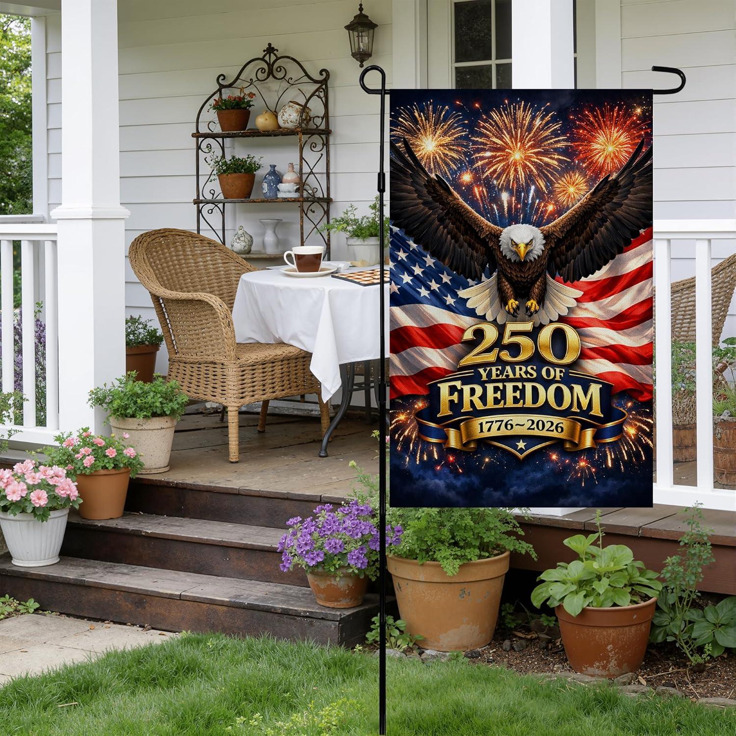 image:image4th of July Decorations Patriotic Stars Welcome Garden Flag Double Sided Fourth of July Accessories Patriotic Banner Memorial Day Decorations for Garden Yard Porch Patio Lawn Outdoor Outside DecorRed White Blue