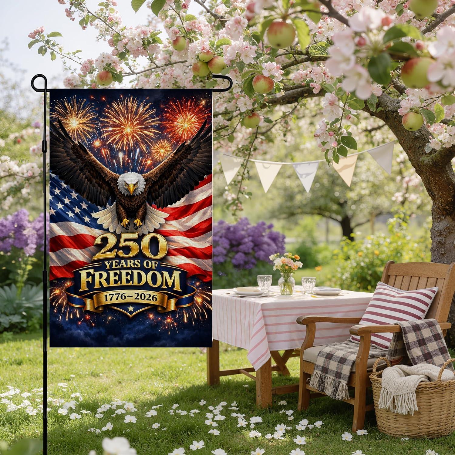 image:image4th of July Decorations Patriotic Stars Welcome Garden Flag Double Sided Fourth of July Accessories Patriotic Banner Memorial Day Decorations for Garden Yard Porch Patio Lawn Outdoor Outside DecorRed White Blue