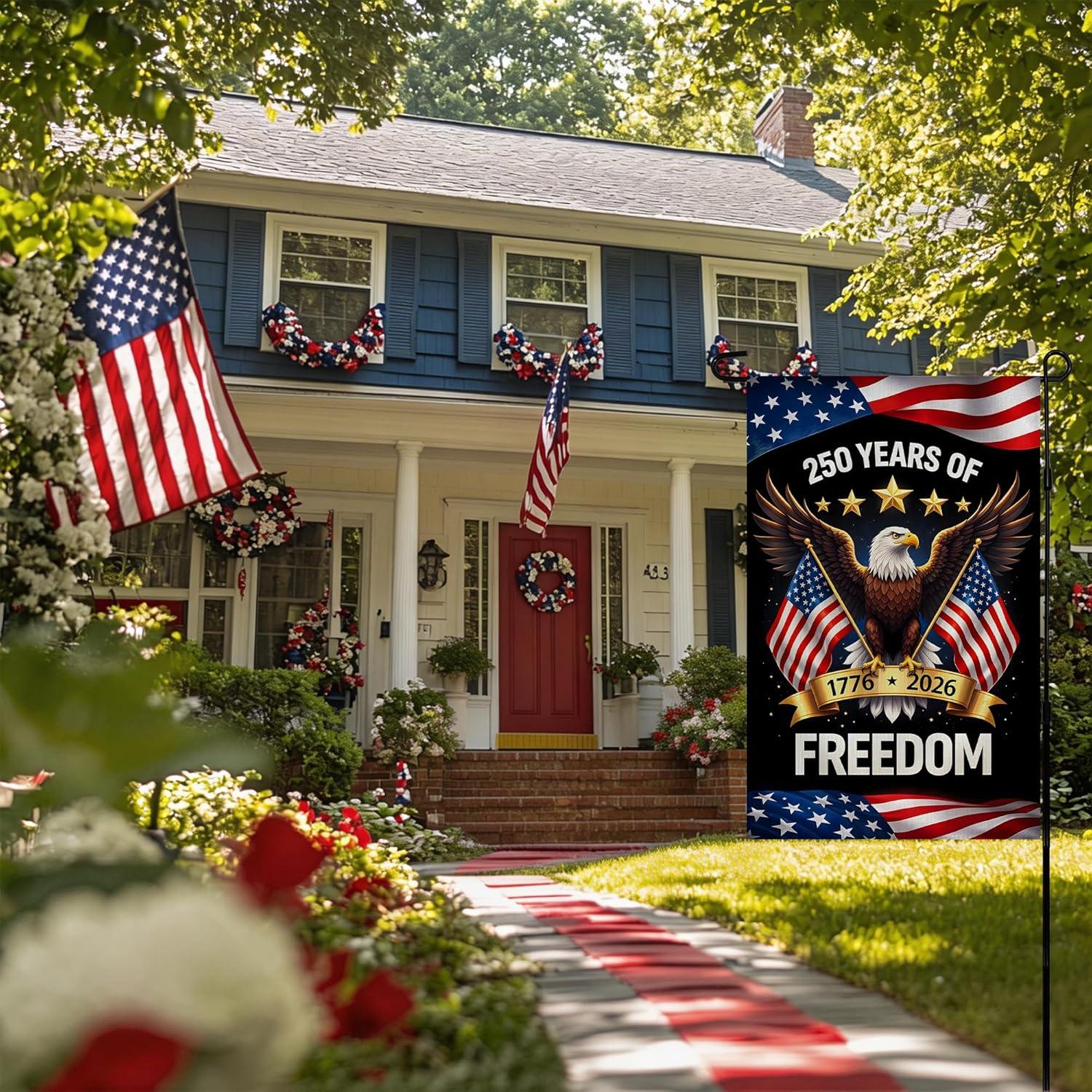 image:image4th of July Decorations Patriotic Stars Welcome Garden Flag Double Sided Fourth of July Accessories Patriotic Banner Memorial Day Decorations for Garden Yard Porch Patio Lawn Outdoor Outside DecorRedWhiteBlue