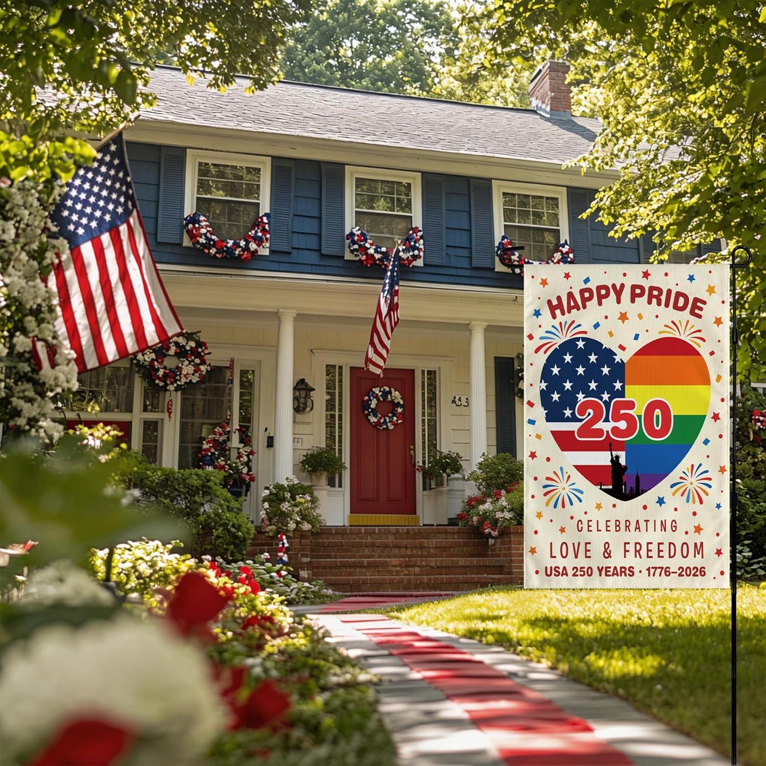 image:image4th of July Decorations Patriotic Stars Welcome Garden Flag Double Sided Fourth of July Accessories Patriotic Banner Memorial Day Decorations for Garden Yard Porch Patio Lawn Outdoor Outside DecorRainbow