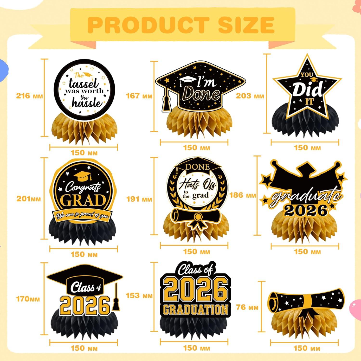 image:imageHawaiian Luau Party Decorations 9 PCS Hawaiian Luau Honeycomb Table Centerpiece for Tiki and Luau Hawaiian Party Favors Supplies Tropical Party Decorations for Summer Beach Pool Birthday WeddingBlack graduation