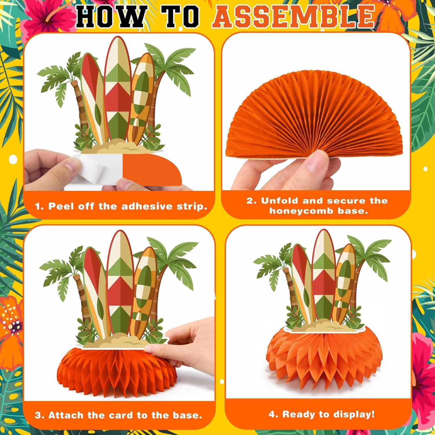 image:imageHawaiian Luau Party Decorations 9 PCS Hawaiian Luau Honeycomb Table Centerpiece for Tiki and Luau Hawaiian Party Favors Supplies Tropical Party Decorations for Summer Beach Pool Birthday WeddingLuau