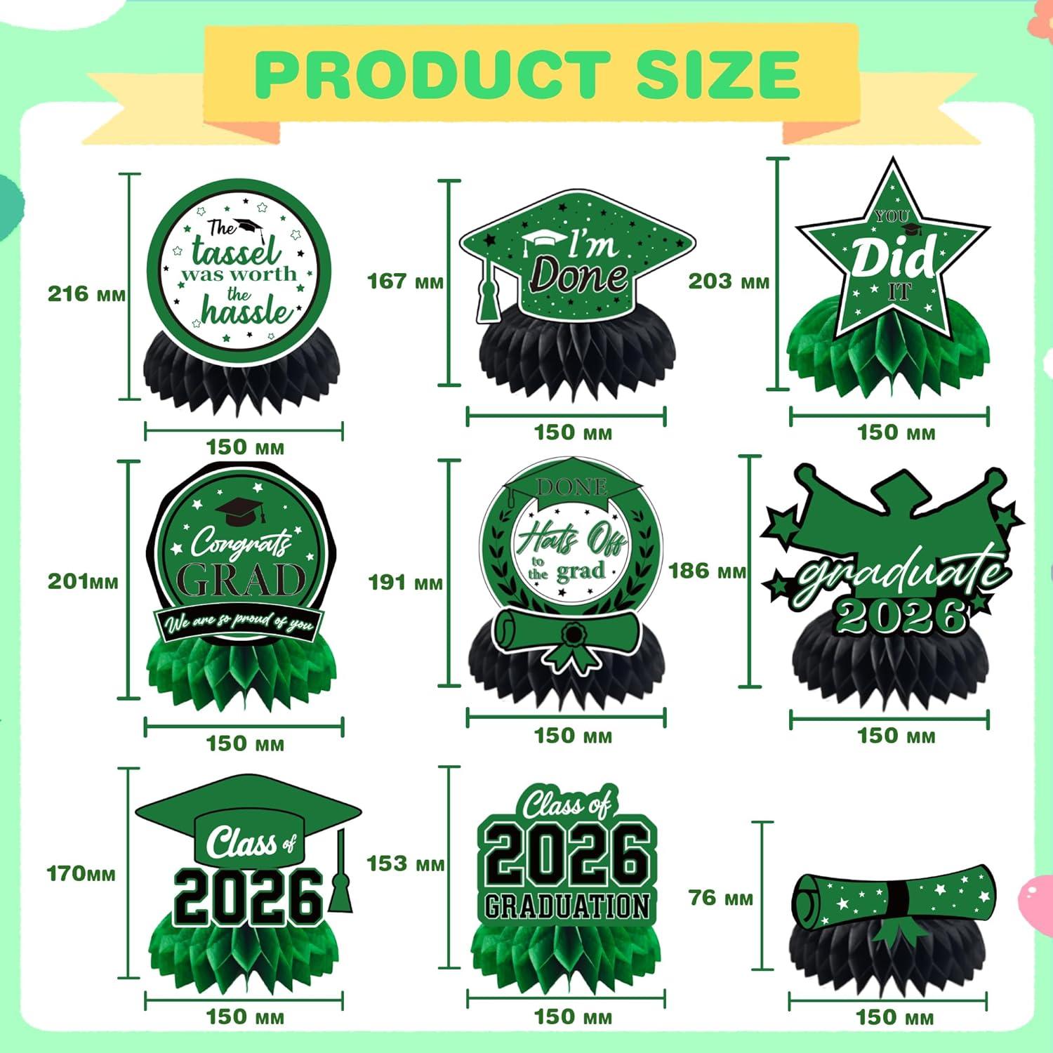 image:imageHawaiian Luau Party Decorations 9 PCS Hawaiian Luau Honeycomb Table Centerpiece for Tiki and Luau Hawaiian Party Favors Supplies Tropical Party Decorations for Summer Beach Pool Birthday WeddingGreen graduation