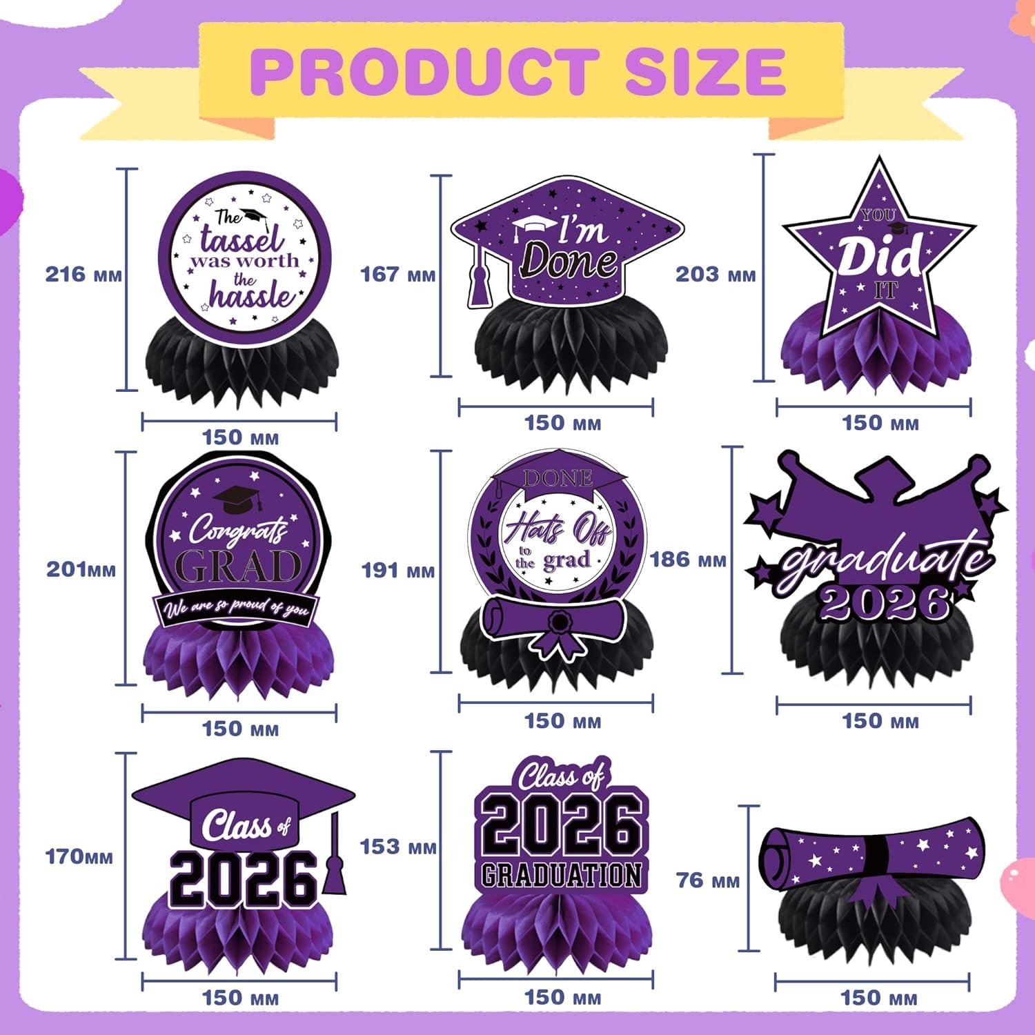 image:imageHawaiian Luau Party Decorations 9 PCS Hawaiian Luau Honeycomb Table Centerpiece for Tiki and Luau Hawaiian Party Favors Supplies Tropical Party Decorations for Summer Beach Pool Birthday WeddingPurple graduation