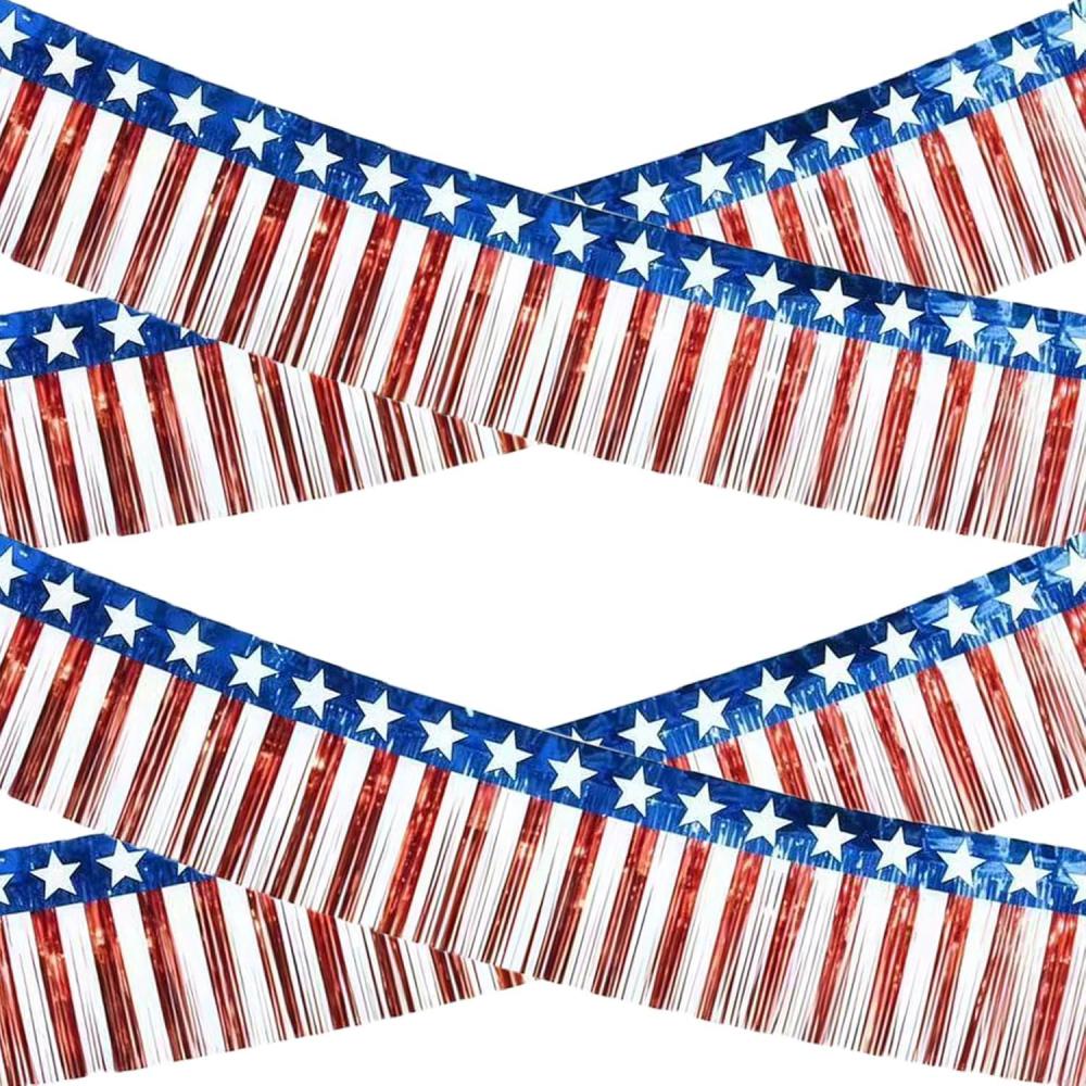 image:image4th of July Decorations  2 Pack Red White and Blue Streamer for 250th Anniversary  Fourth of July Accessories Party Favors for Outdoor Outside Home  Memorial Day Patriotic Flag Banner Decor10 FTRed White Blue