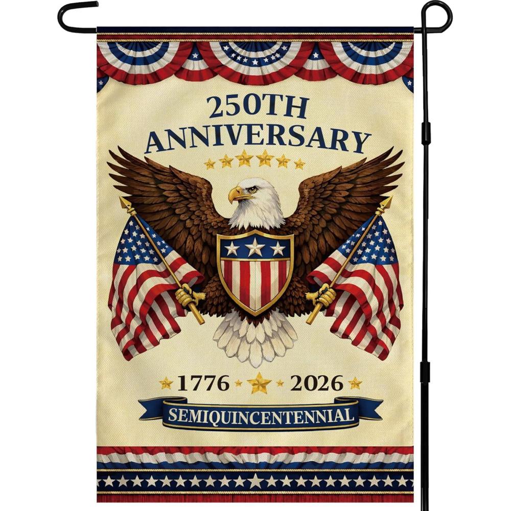 image:image4th of July Decorations 250th Anniversary Garden Flag Fourth of July Decor Patriotic USA Banner17762026 Independence Day Decorations Accessories for Garden Yard Porch Patio Lawn Outdoor OutsideRed and Blue