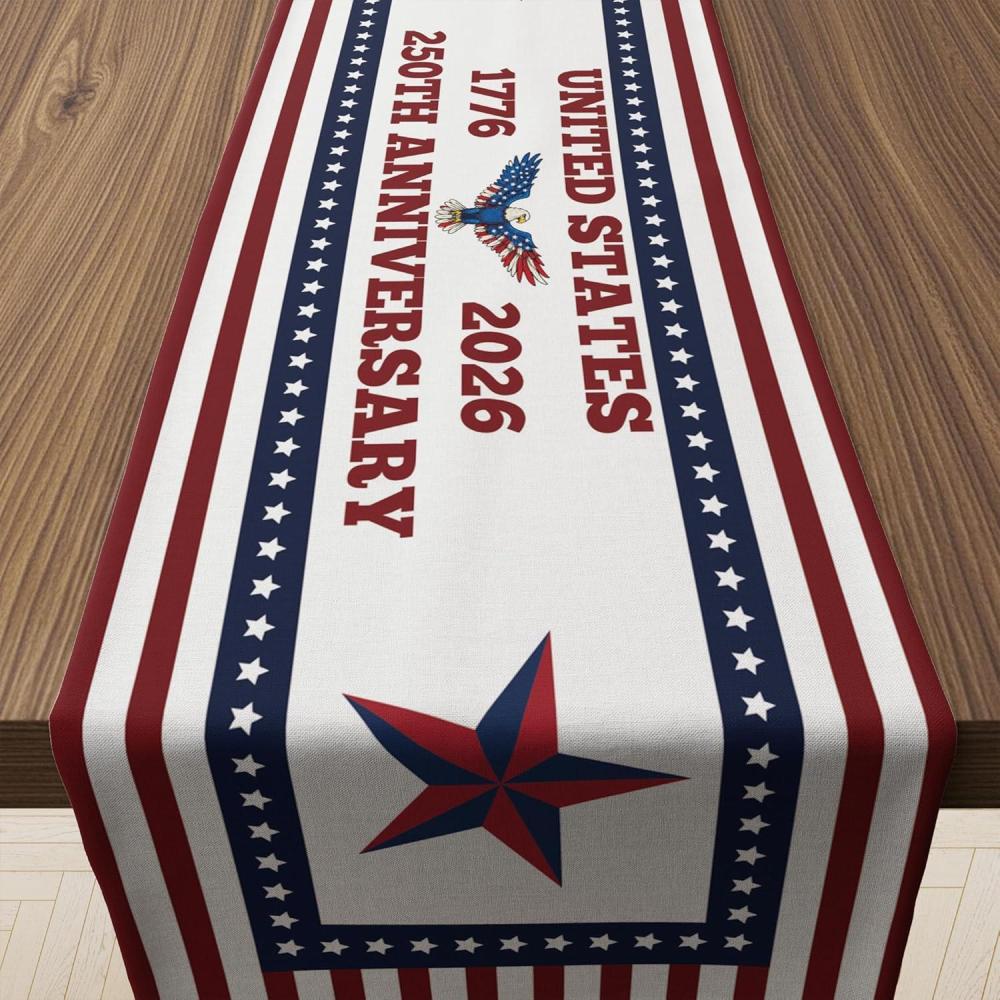 image:image4th of July Decorations 250th Anniversary USA Patriotic Table Runner 17762026 Independence Day Fourth of July Accessories Decor for Home Indoor Outdoor Party Supplies4th of july
