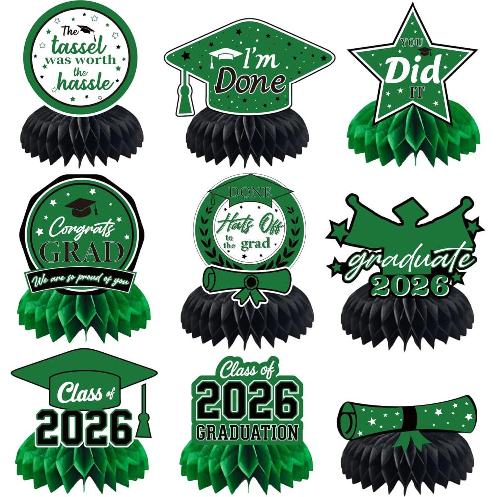 image:imageHawaiian Luau Party Decorations 9 PCS Hawaiian Luau Honeycomb Table Centerpiece for Tiki and Luau Hawaiian Party Favors Supplies Tropical Party Decorations for Summer Beach Pool Birthday WeddingGreen graduation
