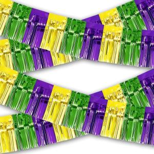4th of July Decorations – 2 Pack Red White and Blue Streamer for 250th Anniversary | Fourth of July Accessories Party Favors for Outdoor Outside Home – Memorial Day Patriotic Flag Banner Decor,10 FT(Purple Green Gold)