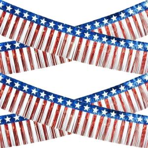 4th of July Decorations – 2 Pack Red White and Blue Streamer for 250th Anniversary | Fourth of July Accessories Party Favors for Outdoor Outside Home – Memorial Day Patriotic Flag Banner Decor,10 FT(Red White Blue)