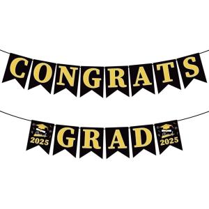 4th of July Decorations – 250 Year Anniversary Banner| Fourth of July Decor Outdoor Indoor Outside – July 4th Garland Accessories for Party Favors Supplies Window Wall Door(Black and Gold)