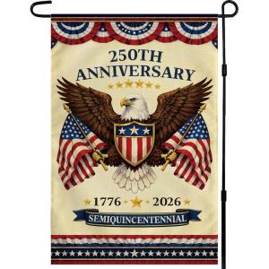 4th of July Decorations – 250th Anniversary Garden Flag | Fourth of July Decor Patriotic USA Banner,1776-2026 Independence Day Decorations Accessories for Garden Yard Porch Patio Lawn Outdoor Outside(Red and Blue)