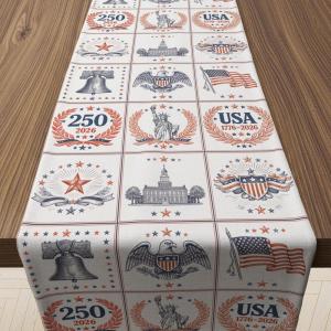 4th of July Decorations – 250th Anniversary Patriotic Table Runner for Memorial Day | 1776–2026 Fourth of July Accessories Table Decor Party Supplies for Home Indoor Outdoor(250th Anniversary)