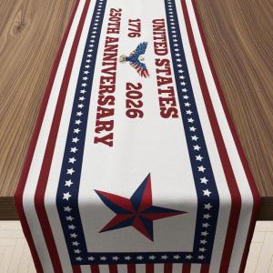 4th of July Decorations – 250th Anniversary USA Patriotic Table Runner | 1776–2026 Independence Day Fourth of July Accessories Decor for Home Indoor Outdoor Party Supplies(4th of july)