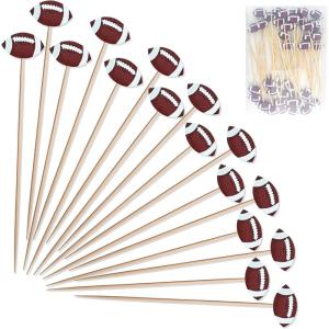 4th of July Decorations – 48PCS Patriotic Star Cocktail Picks | Fourth of July Party Favors Supplies Decor Accessories -Toothpicks for Appetizers Charcuterie Sandwich Cocktail Skewers Sticks(Football)