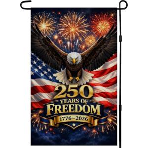 4th of July Decorations – Patriotic Stars Welcome Garden Flag | Double Sided Fourth of July Accessories Patriotic Banner | Memorial Day Decorations for Garden Yard Porch Patio Lawn Outdoor Outside Decor(Red White Blue)