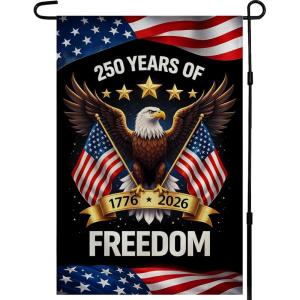 4th of July Decorations – Patriotic Stars Welcome Garden Flag | Double Sided Fourth of July Accessories Patriotic Banner | Memorial Day Decorations for Garden Yard Porch Patio Lawn Outdoor Outside Decor(Red&White&Blue)