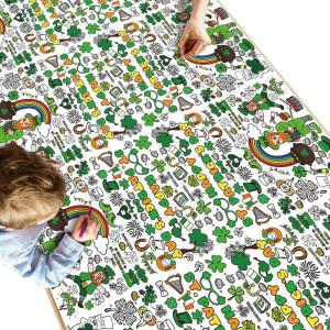 4th of July Giant Coloring Poster/Tablecloth – Fourth of July Decorations for Home | Kids Gifts Crafts GamesToys Activities Party Decor for Classroom School | 250th Anniversary Party Favors Supplies(St Patricks Day)