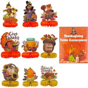 Hawaiian Luau Party Decorations – 9 PCS Hawaiian Luau Honeycomb Table Centerpiece for Tiki and Luau Hawaiian Party Favors Supplies | Tropical Party Decorations for Summer Beach Pool Birthday Wedding(Thanksgiving)