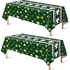 OHOME 4th of July Decorations – 250th Anniversary Patriotic American Flag Plastic Tablecloth | Fourth of July Accessories for Home Outdoor Outside BBQ Picnic Party, 86″x51″ 2 Pack(Green White)