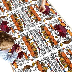 OHOME Summer Giant Coloring Poster/Tablecloth – Summer Toys | 30 x 72 Inches Jumbo Coloring Banner – Kids Crafts Activities Games Decor Party Favors Birthday Decorations for Classroom School(Thanksgiving)